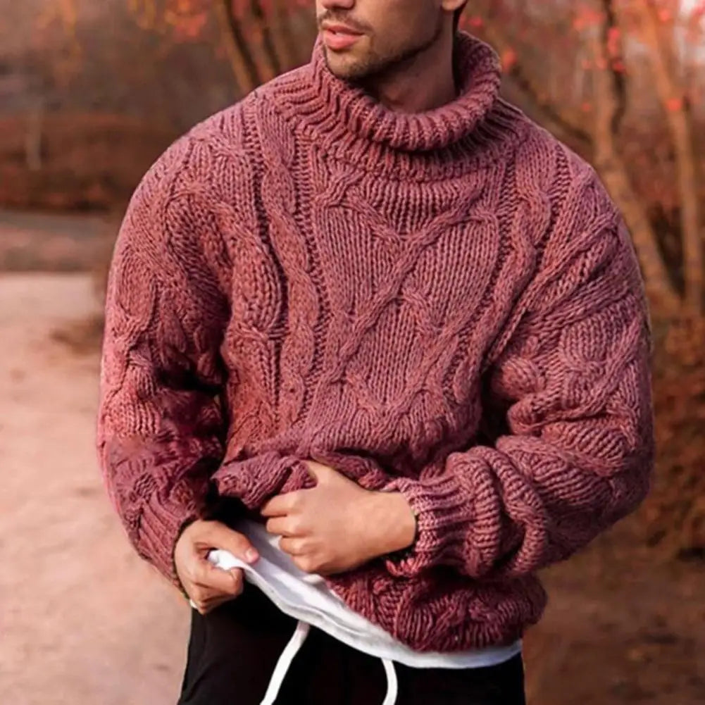 Men's Knitted Wool Turtleneck Sweatshirt | Ideal for Autumn/Winter