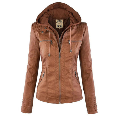 Janice - Leather jacket with hood - Chic - Fashionable - Ideal for Autumn/Winter