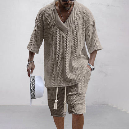 Eamon - Knitted Shirt and Shorts Set - Casual - Modern Style - Everyday Wear