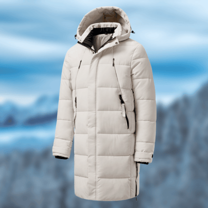 Women's Elegant Long Padded Winter Down Coat with Hood and Zippers | Ideal for Autumn/Winter