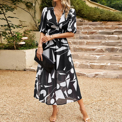 Yaelis - Elegant Printed Midi Dress for Women