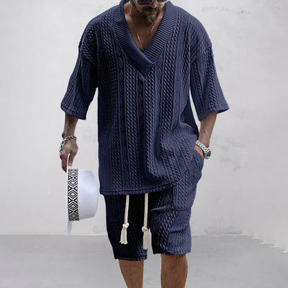 Eamon - Knitted Shirt and Shorts Set - Casual - Modern Style - Everyday Wear