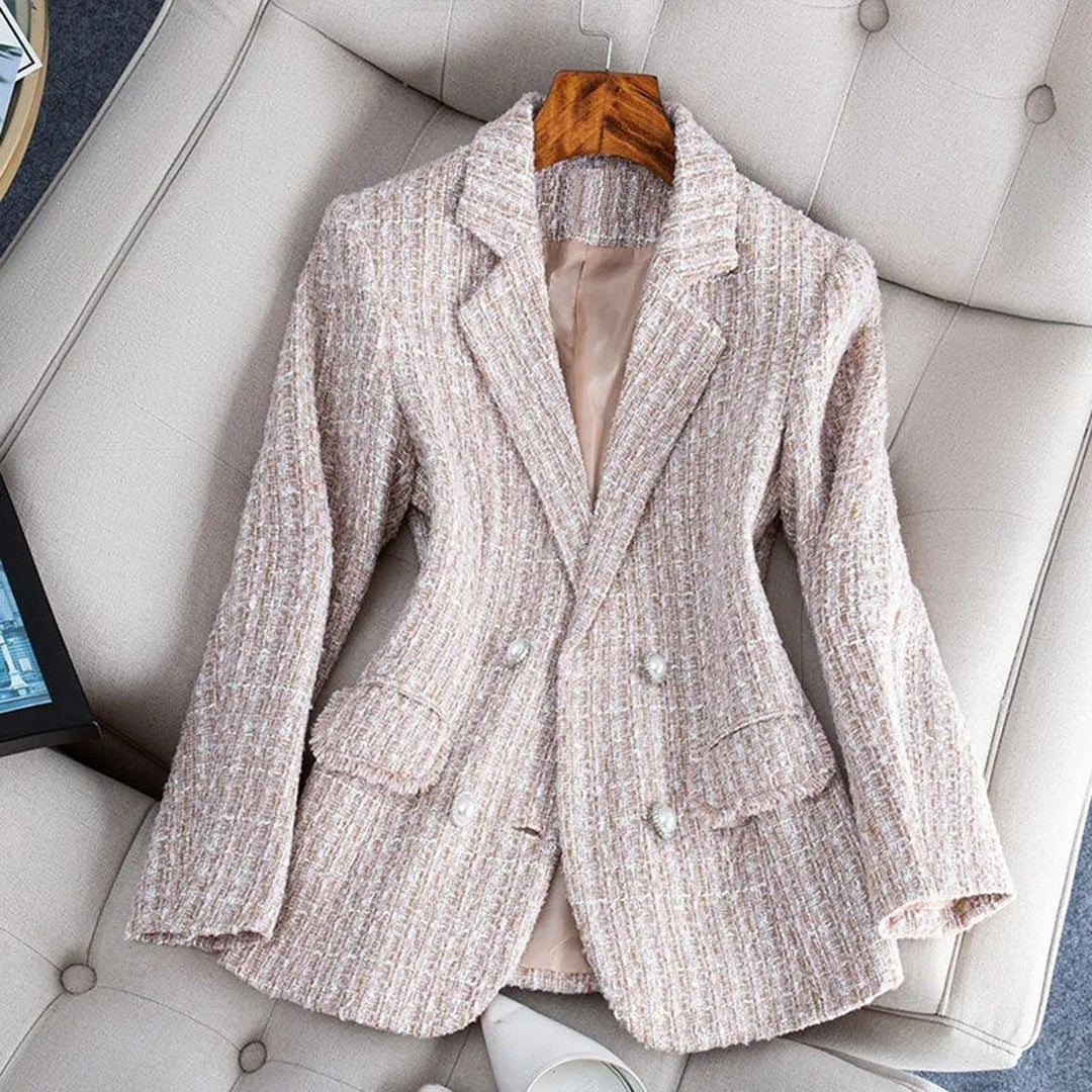 Women's Trendy Double-Button Checked Blazer with Pockets | Perfect for Casual Days