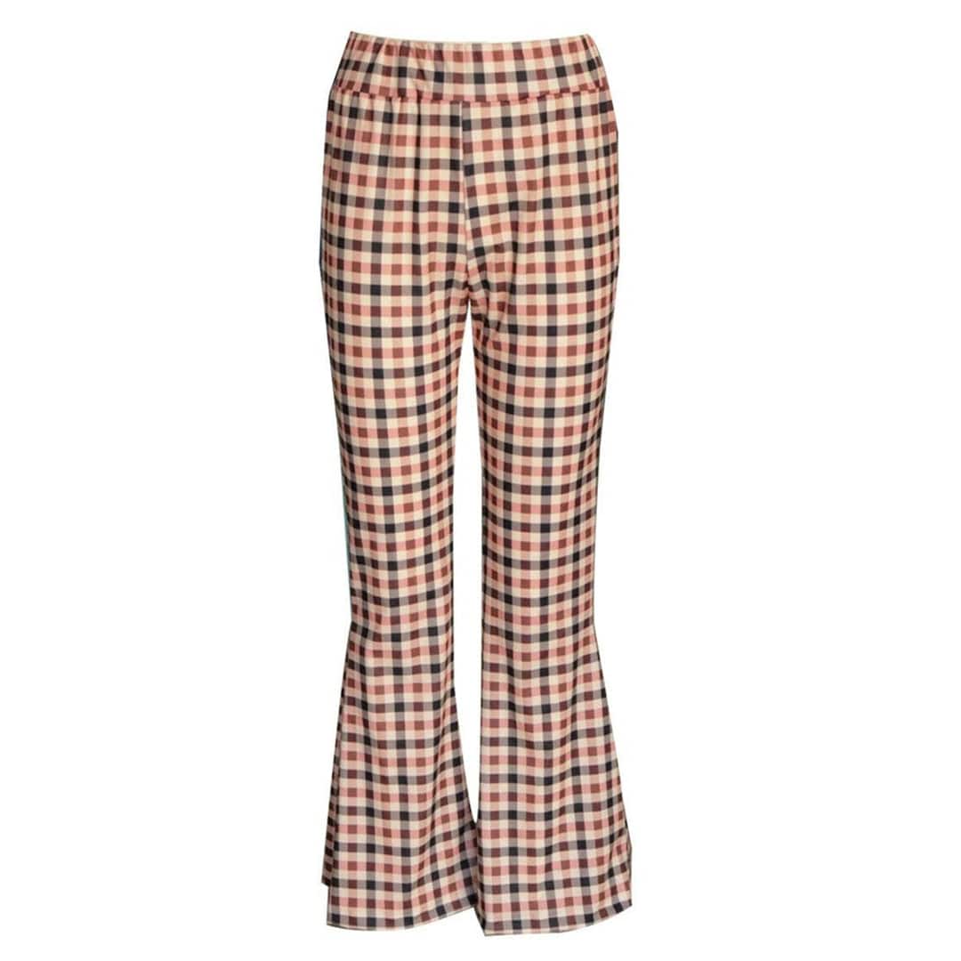 Piey - Women's Checkered Flare Trousers - Chic - High Quality Modern Style - For Daily Wear