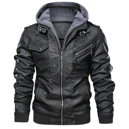 Bobby - Leather Jacket with Hood - Casual - Trendy - Ideal for Autumn / Winter