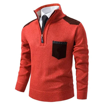 Men's Practical Knitted Jumper with Chest Pocket and Zip Detail | Ideal for Autumn/Winter