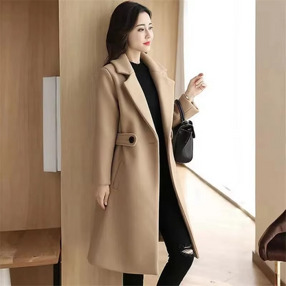 Women's Elegant Winter Coat with Belted Button Closure | Ideal for Autumn/Winter