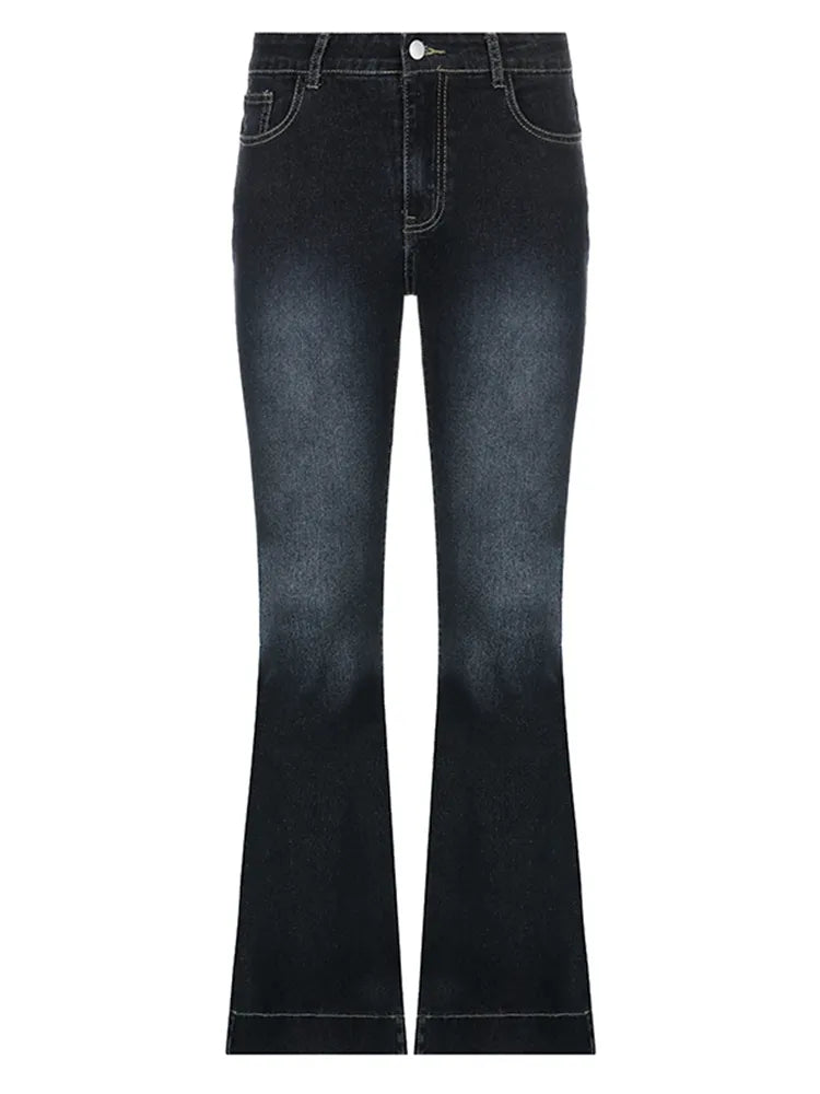 Women's Vintage Low-Waist Dark Wash Flared Jeans  | Perfect for Everyday Wear