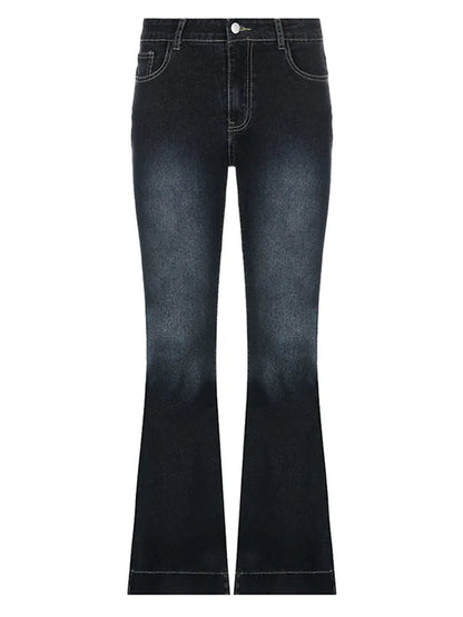 Women's Vintage Low-Waist Dark Wash Flared Jeans  | Perfect for Everyday Wear