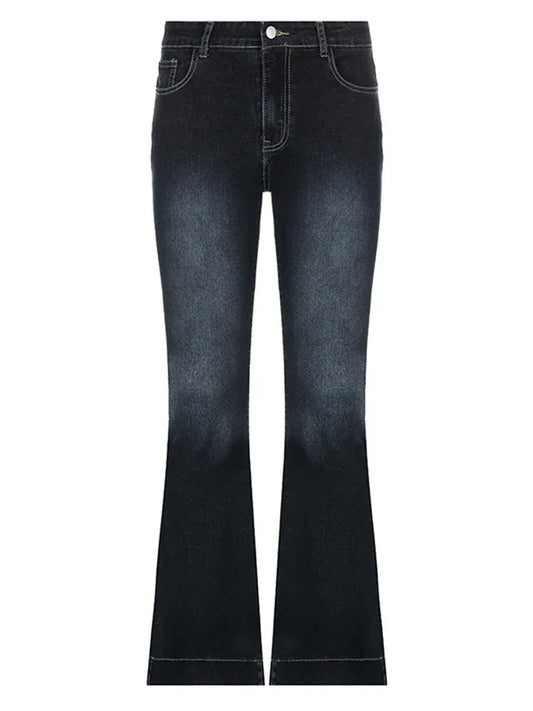 Women's Vintage Low-Waist Dark Wash Flared Jeans  | Perfect for Everyday Wear