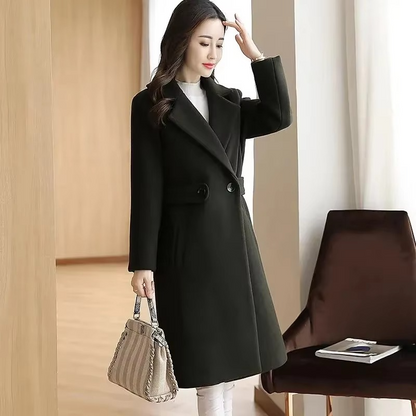 Women's Elegant Winter Coat with Belted Button Closure | Ideal for Autumn/Winter