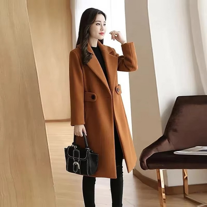 Women's Elegant Winter Coat with Belted Button Closure | Ideal for Autumn/Winter