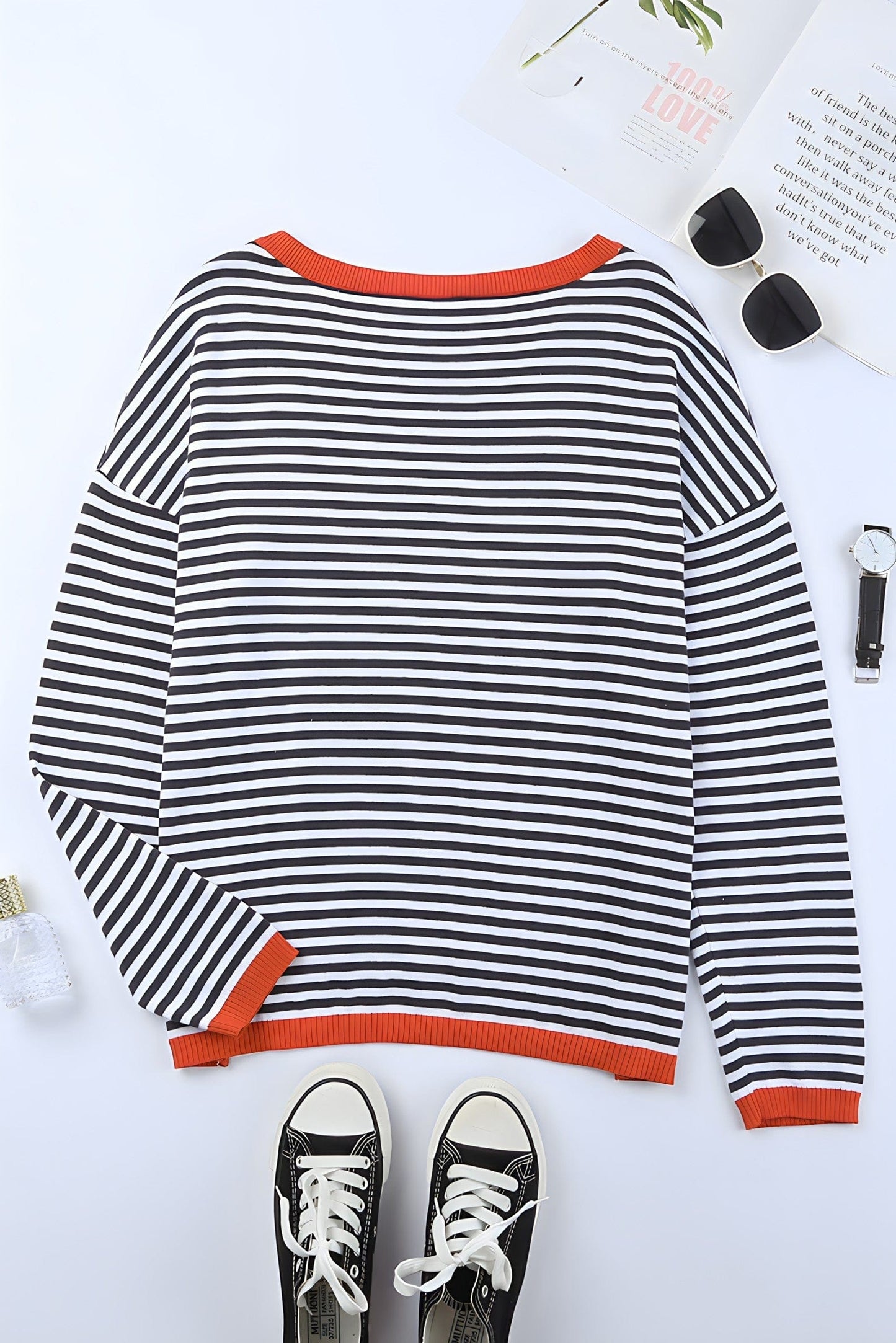 Lenore - Striped Drop-Shoulder Sweater - Casual - Modern Style - Everyday Wear