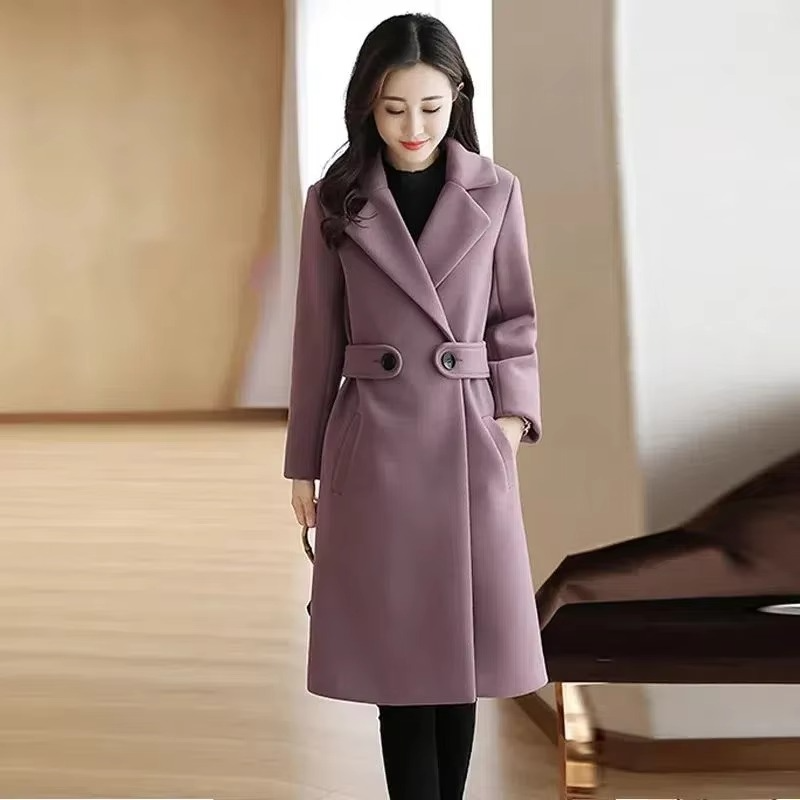 Women's Elegant Winter Coat with Belted Button Closure | Ideal for Autumn/Winter