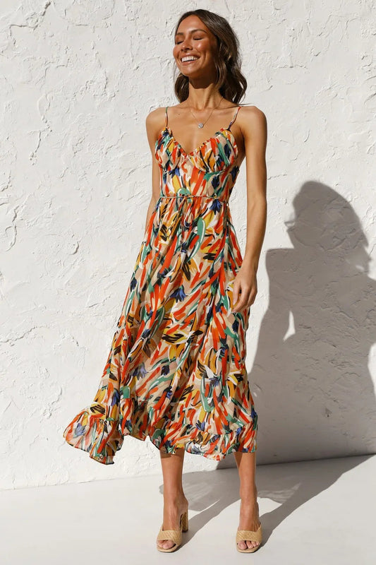 Vaila - Colorful Summer Midi Dress for Women