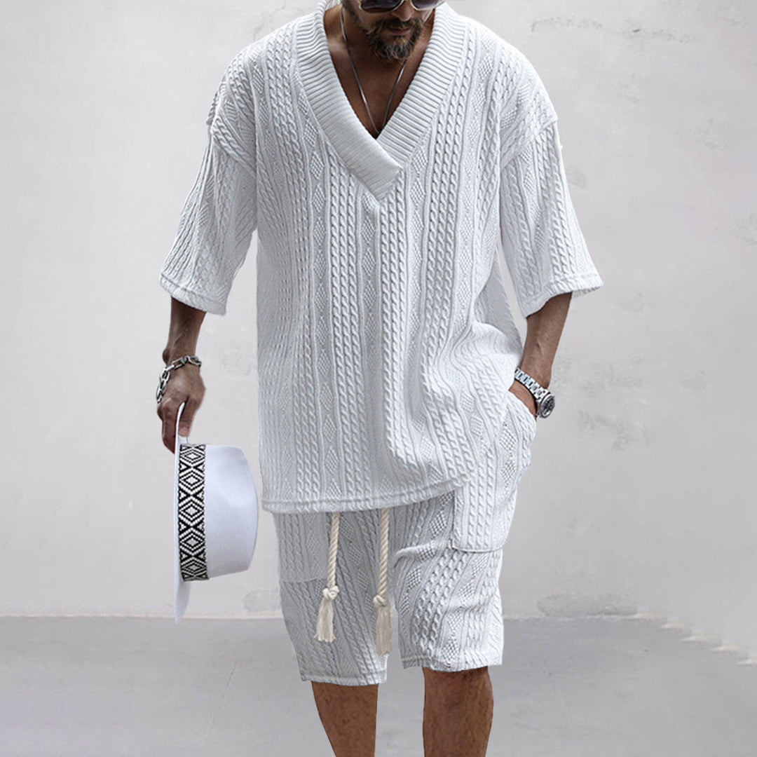 Eamon - Knitted Shirt and Shorts Set - Casual - Modern Style - Everyday Wear