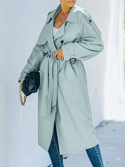 Women's Elegant Vintage Long Trench Coat With Belt | Ideal for Autumn/Winter