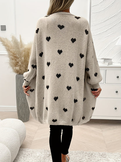 Stylish Heart Pattern Wool Knitwear Cardigan for Women | Ideal for Everyday Wear