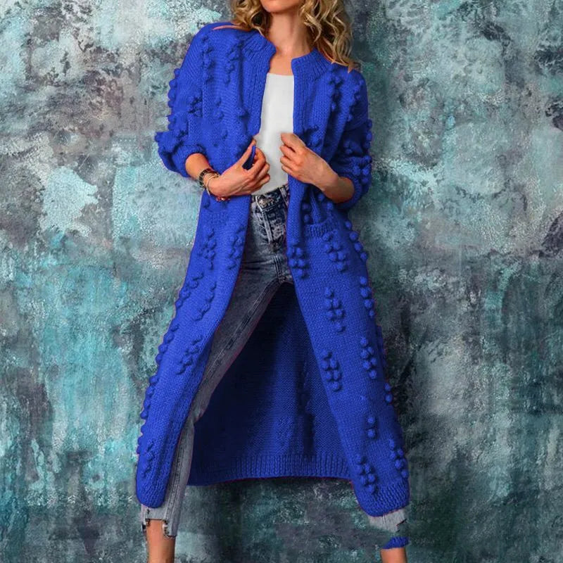 Women's Stylish No-Button Jacquard Knitwear Cardigan Coat | Ideal for Autumn/Winter
