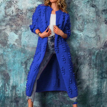 Women's Stylish No-Button Jacquard Knitwear Cardigan Coat | Ideal for Autumn/Winter