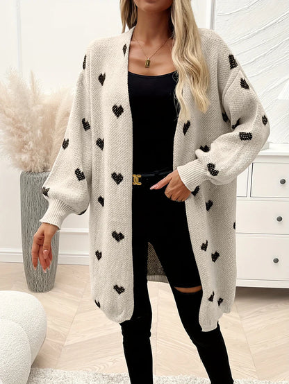 Stylish Heart Pattern Wool Knitwear Cardigan for Women | Ideal for Everyday Wear