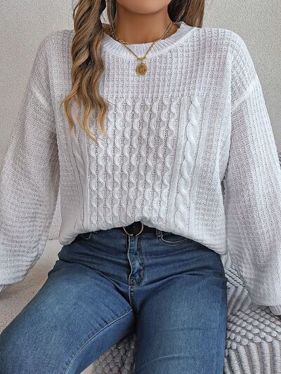 Women's Elegant Braided Knitted Jumper with Beads | Perfect for Autumn/Winter