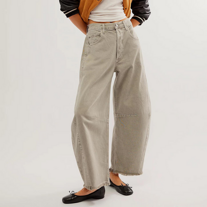 Women's Retro Raw Hem Baggy Jeans | Perfect for All Seasons