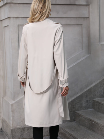 Women's Apricot Relaxed-Fit Long Trenchcoat | Ideal for Autumn/Winter