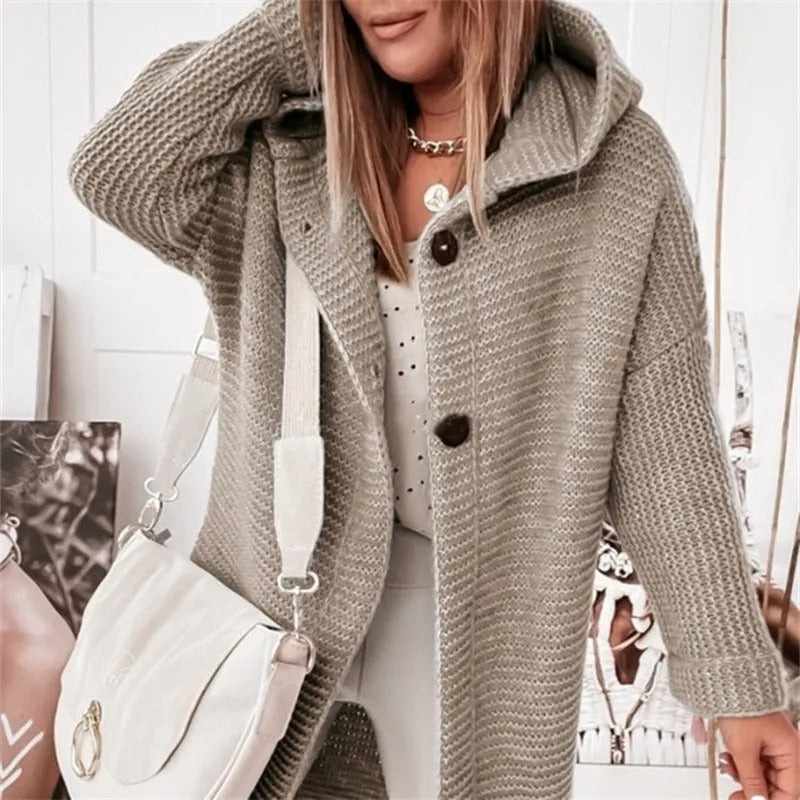 Elegant Hooded Cashmere Knitwear Cardigan Sweater for Women | Ideal for Everyday Wear