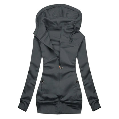 Women's Casual Slim-Fit Sweatshirt Hoodie with Full Zip Closure | Ideal for Autumn/Winter