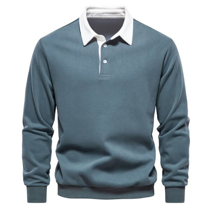 Men's Casual Polo Knitted Sweater with Buttoned Collar | Ideal for Autumn/Winter