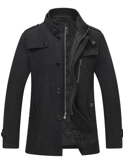 Comfortable Woolen Coat With Zipper and Buttons For Men | Ideal for Winter